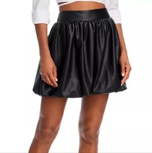 Aqua Faux Leather Bubble Mini Skirt - Exclusive